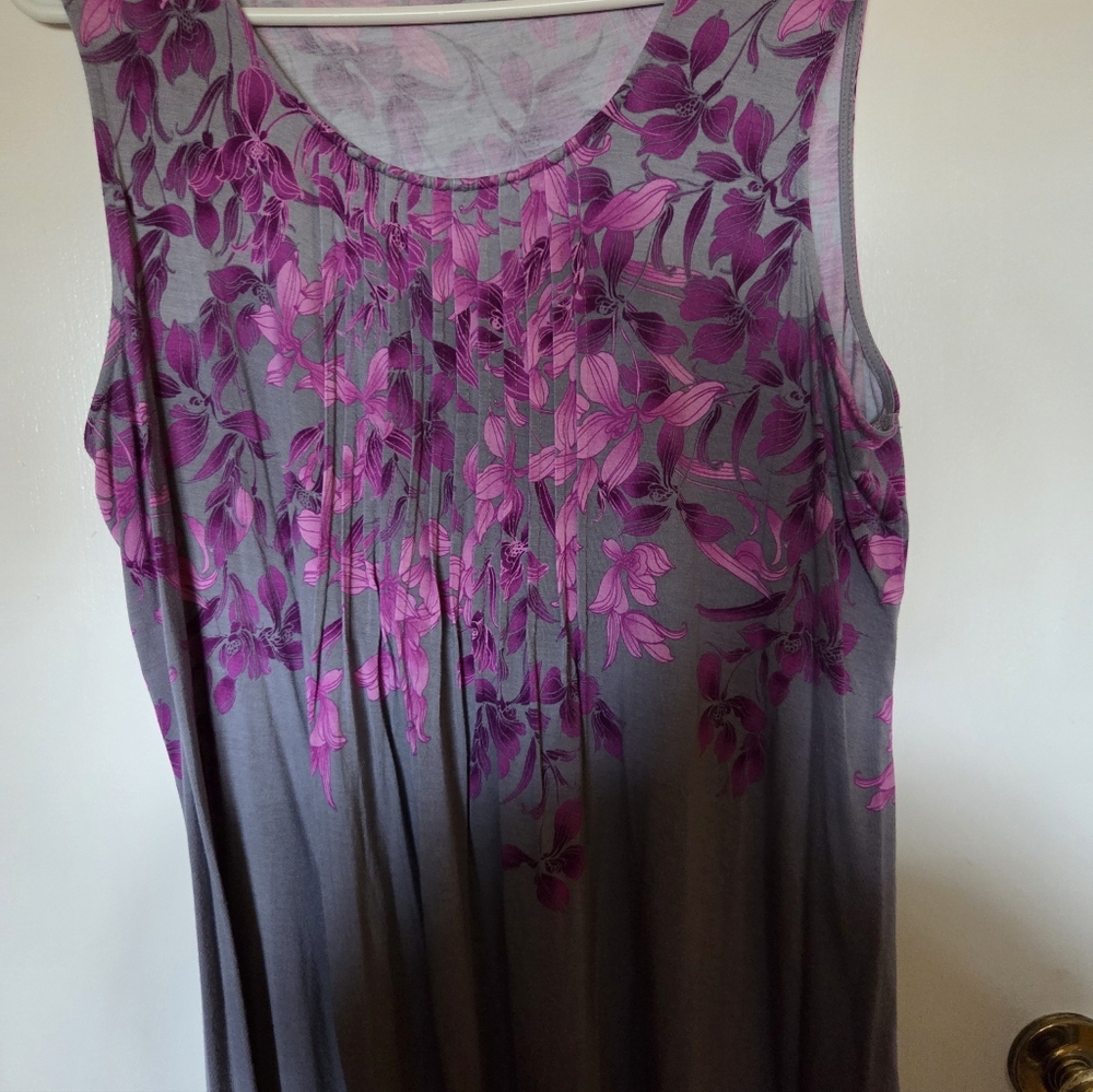 Croft & Barrow Purple and Gray Floral Blouse